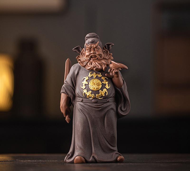 Zhong Kui Ceramic Mythical Statue, Auspicious Blessing Decoration Traditional Chinese Craftsmanship Home Furnishings Office Desk