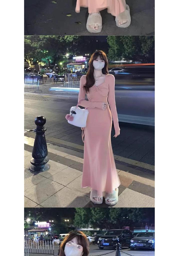 2024 Autumn/Winter French Waist-Cinching Hepburn Style Long-Sleeved Slimming Base Layer
