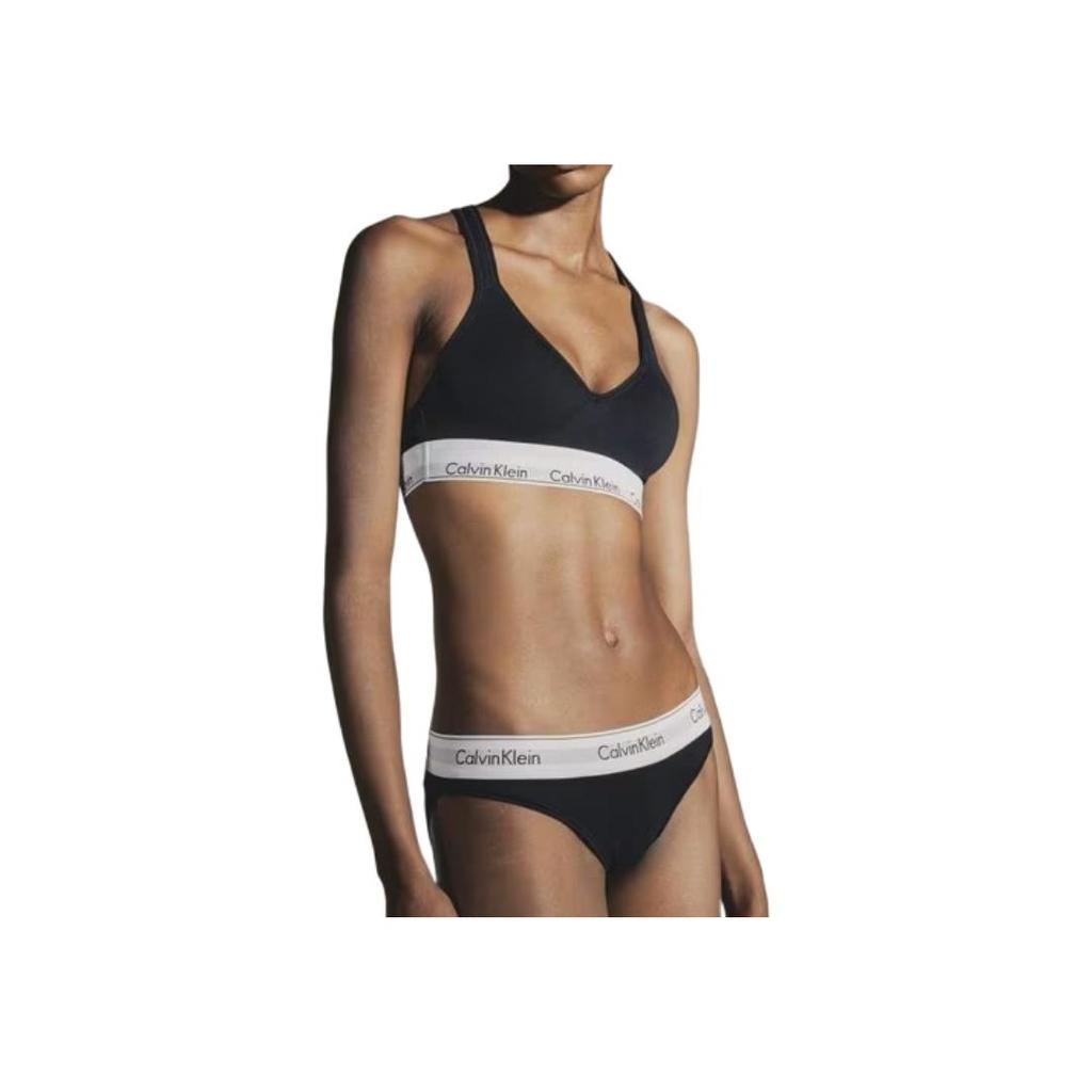 Calvin Klein Logo Print Non-Adjustable Strap Bra Women Underwear Black QF5490-001