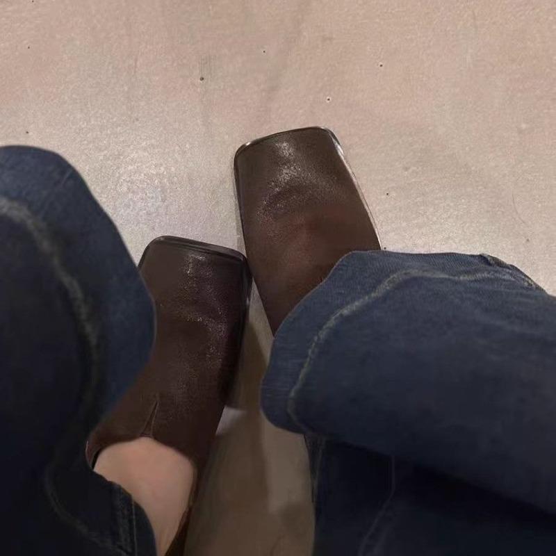 

Модне Однотонне Взуття Осінь Нове Квадратний Носок Глибокий Виріз М яка Підошва Нековзне Зносостійке Взуття на Низькому Каблуці 39 кавовий