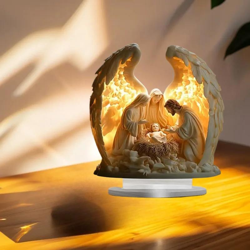 Addobbo Presepe Ornamento Minimalista Scena Cristiana Decorazione Presepe in Acrilico Raffinata Decorazione Religiosa da Tavolo