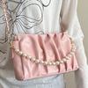 Shoulder bag 2025 new niche pearl portable pleated cloud bag women's small fresh underarm bag casual messenger bag