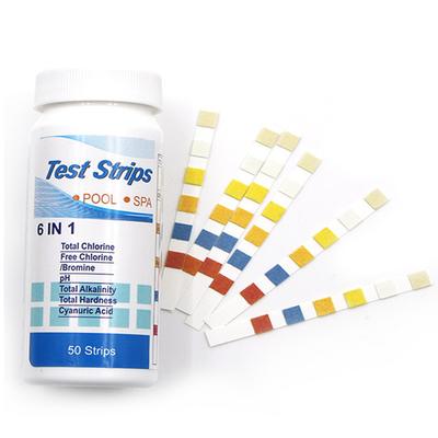 50 pcs Bandelettes de test d'eau multifonctionnelles PH 6-en-1 Valeur du chlore résiduel Alcalinité Dureté Testeur Détection facile pour piscine spa