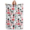 Affascinante Coperta Londra Flanella Primavera Autunno Multifunzione Coperta Morbidissima per Divano Divanetto Copriletto