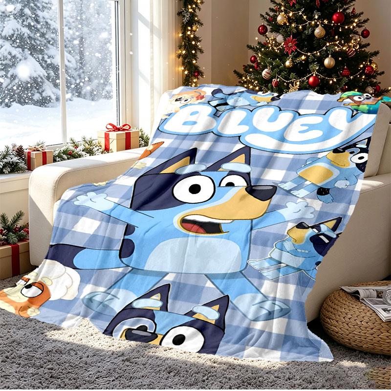 Bluey Pattern Blanket for Home Decoration, Bed, Sofa, Car Travel, Camping, Suitable for All Seasons, Birthday Christmas Gift