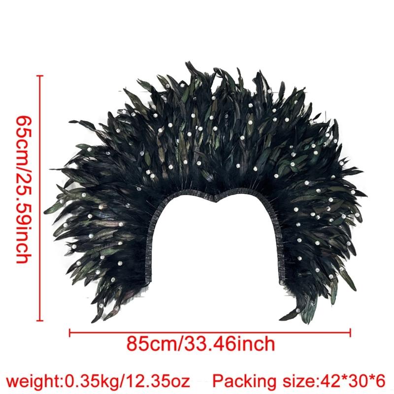 Women's Feather Scarf Halloween Shrug Poncho Collar Fashion Accessory for Stage Performances Costume Party Favors
