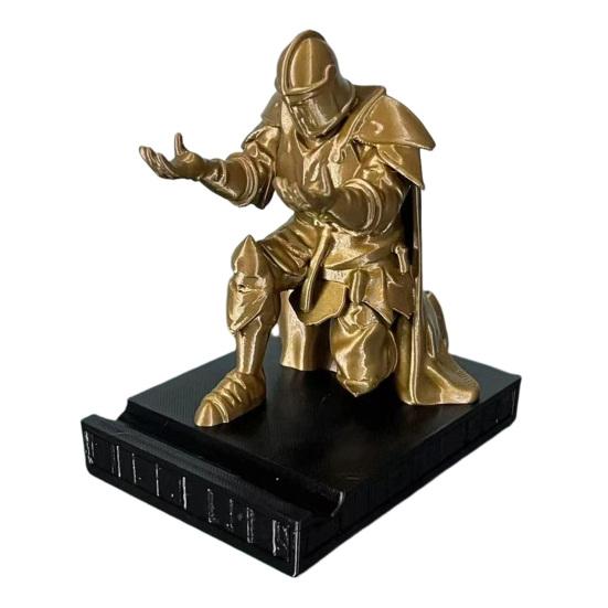 Kneeling Knight Pen Holder 3D Printed Armor Warrior Desk Organizer Executive Pen Rest