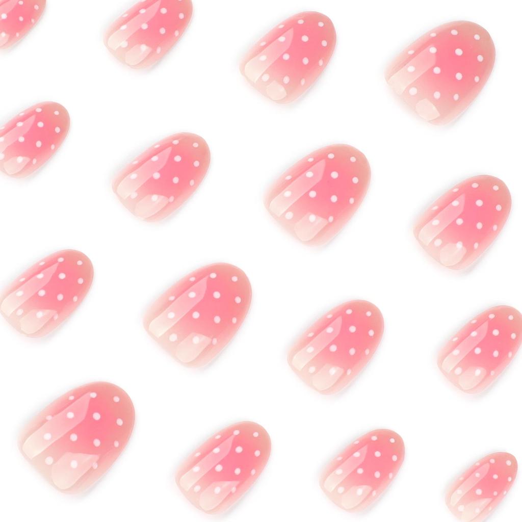 Minimalist Polka Dot Autumn/Winter Wearable Short Round False Nails