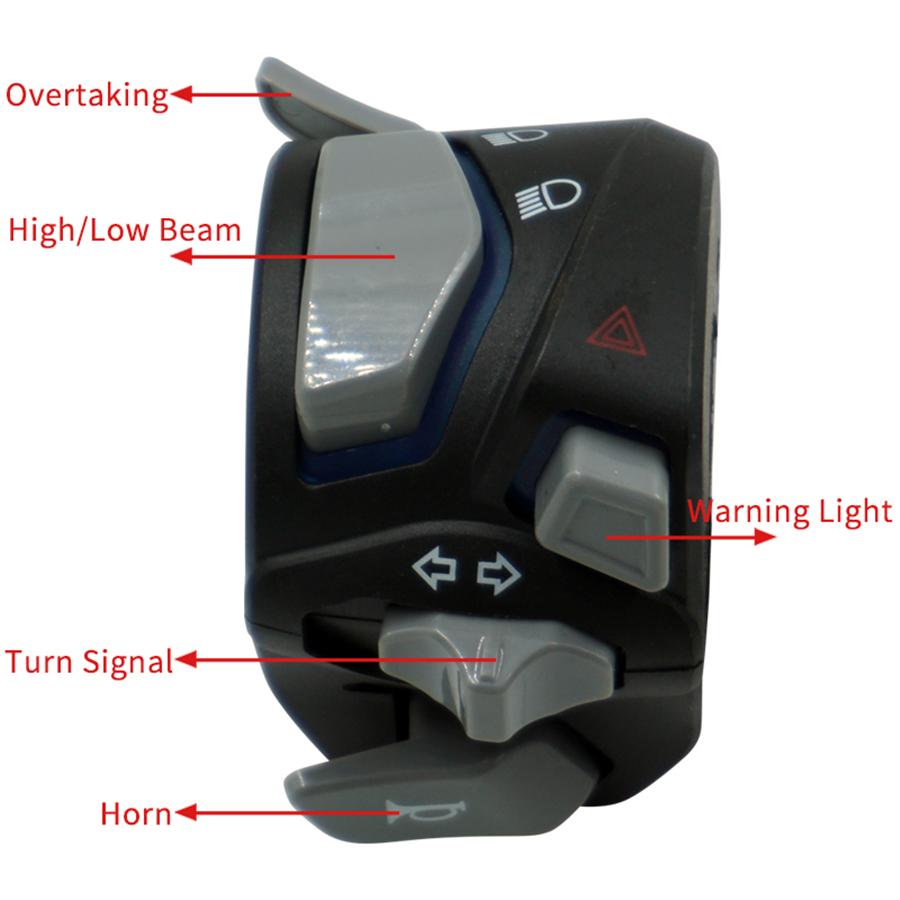 Pair 7/8" Motorcycle Handlebar Switch Assembly Indicator Start Button w/ Light