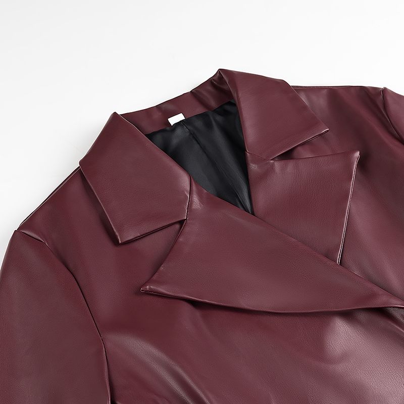 Kaslead New Arrival Women's Clothing Fashion Style Fashion Simple Double Breasted Jacket Outwear Mid-Length Dress Set