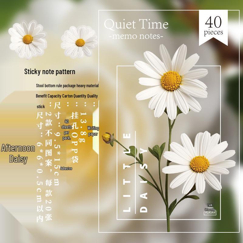 Yu Xian Floral Journal Sticky Notes - Tranquil Time Series: 40 Decorative Collage Base Stickers in 6 Styles