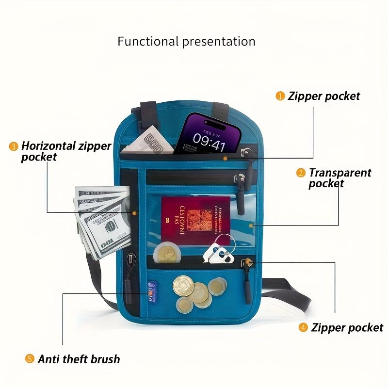 Blocking Neck Wallet Adjustable Strap Waterproof Nylon Passport Holder Secure Zipper Pockets Cards Cash Tickets Travel Documents