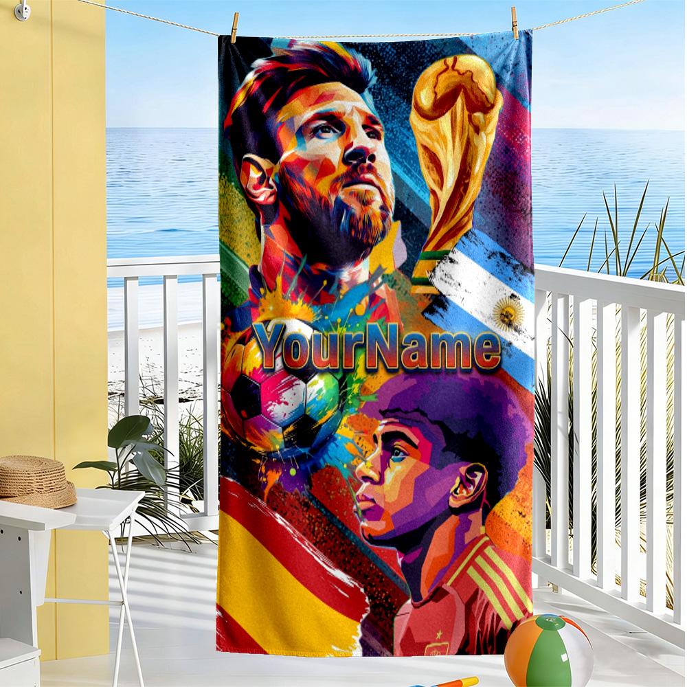 Messi Customize Your Name Beach Towel High Absorbency & Quick-Dry Perfect for Traveling Yoga Camping and Swimming