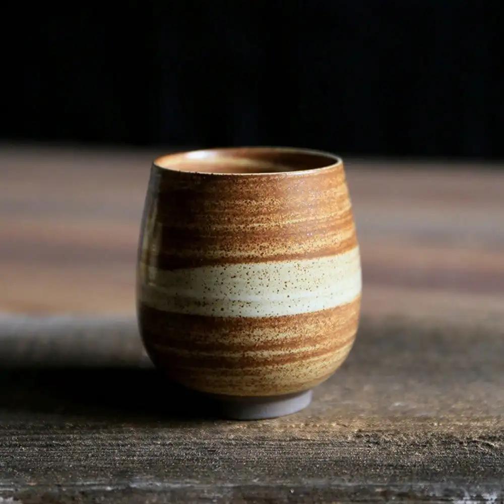 Japanische Raku-Keramik TasseHandbemaltVintageKeramiktasse für Tee/Kaffee 100-200ml NatürlicheTextur 5 Stile Heim HotelRestaurantgebrauch