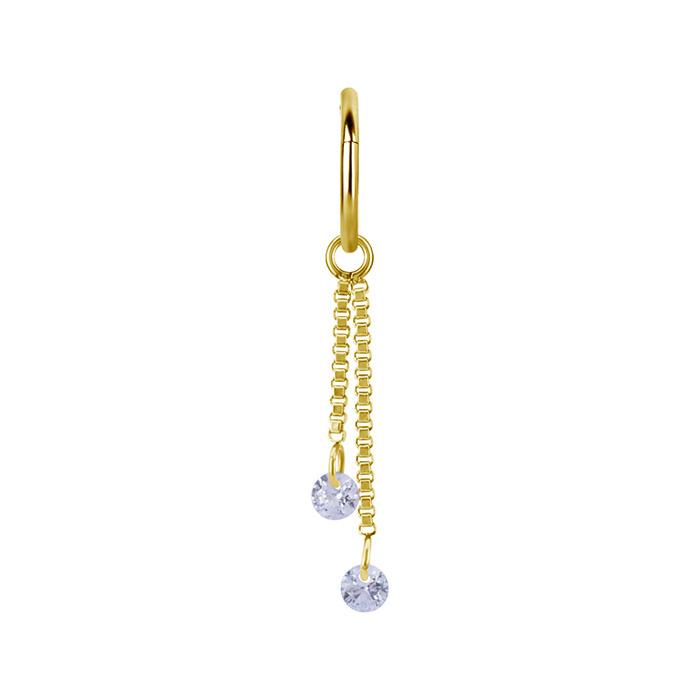 Charm Chain With White Zircons - Gold - D-071 25 Mm