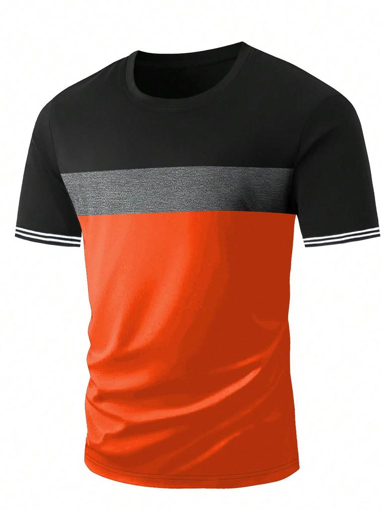 Luxury Brand T-Shirt 2024 Men'S Spring And Summer Leisure Sports Breathable Comfortable Beach Wind Stitched Stripe Color