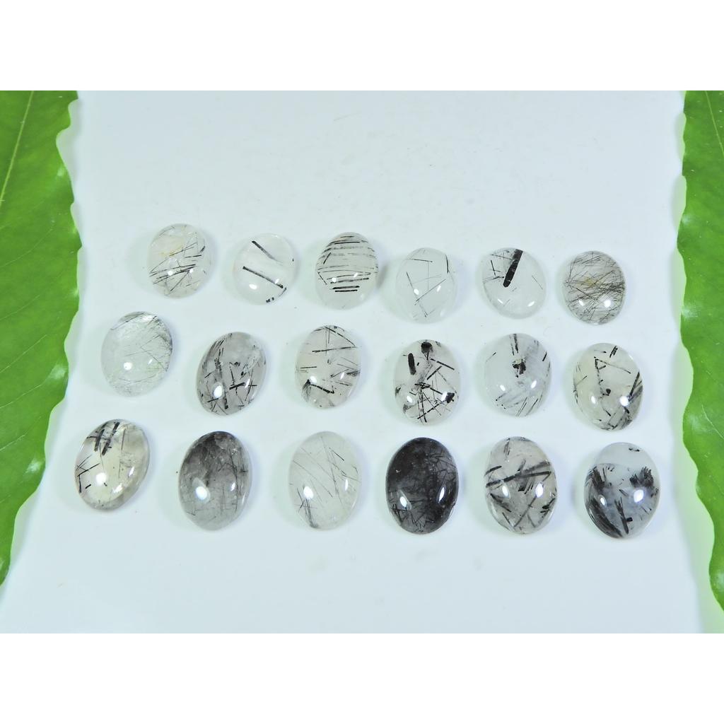 12X15-12X16MM Natural Black Rutile Pear Cabochon Loose Gemstone 18Pcs Lot A-250