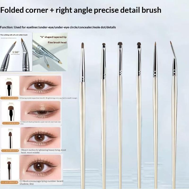 4/6Pcs Eye Detail Brushes Set Horse Hair Eyeshadow Brushes Undereye Smudge Brushes Soft Eyeliner Brush Perfect Eye Makeup Tools
