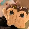DIY Ponytail Cartoon Plush Gloves Keep Warm Neck Hanging Mittens Cute Fluffy Gloves  Winter