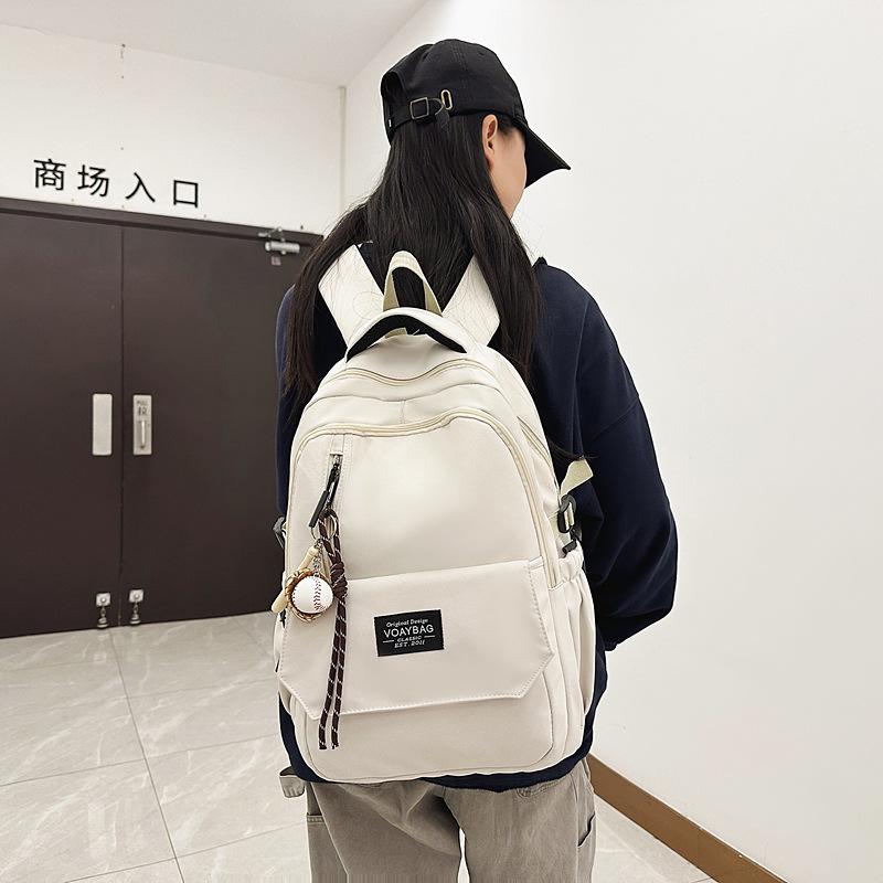 New Trendy Backpack High Value Backpack Large Capacity Solid Color Student Schoolbag Pain Bag Student Backpack