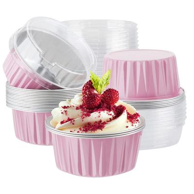 30pcs Baking Cups Aluminum Foil Wih Lids Reusable Cupcake Cups Desserts Flans Custard Cake Pudding Jello Cups Kitchen Tools