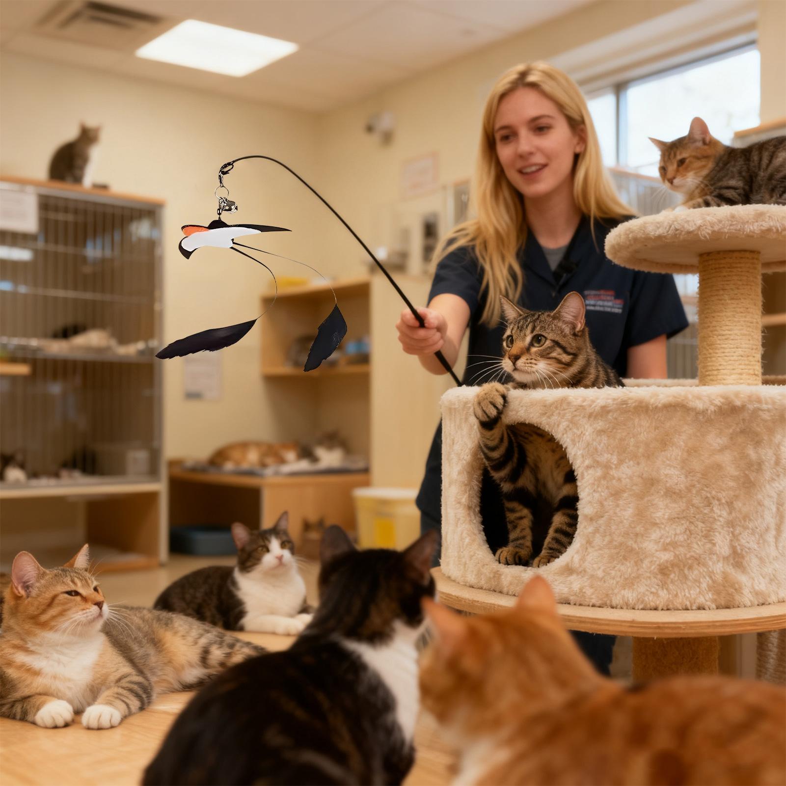 

Cat Teaser Wand Swallow Design Enrichment Game Cat Stick Toy with Bell for Indoor Home Living Room Apartment Training Post-Meal CN