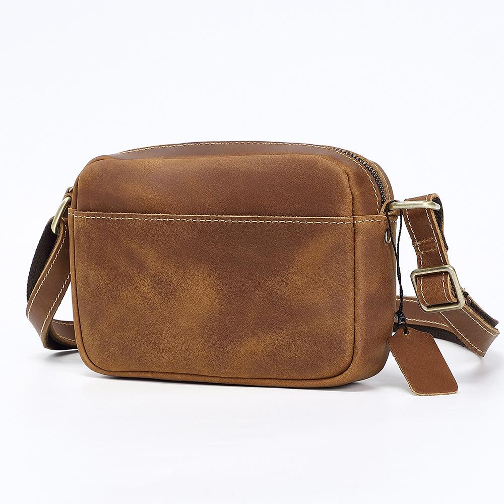

Compact Men s Crossbody Bag - Top Layer Leather, Crazy Horse Cowhide, Single Shoulder Messenger Bag