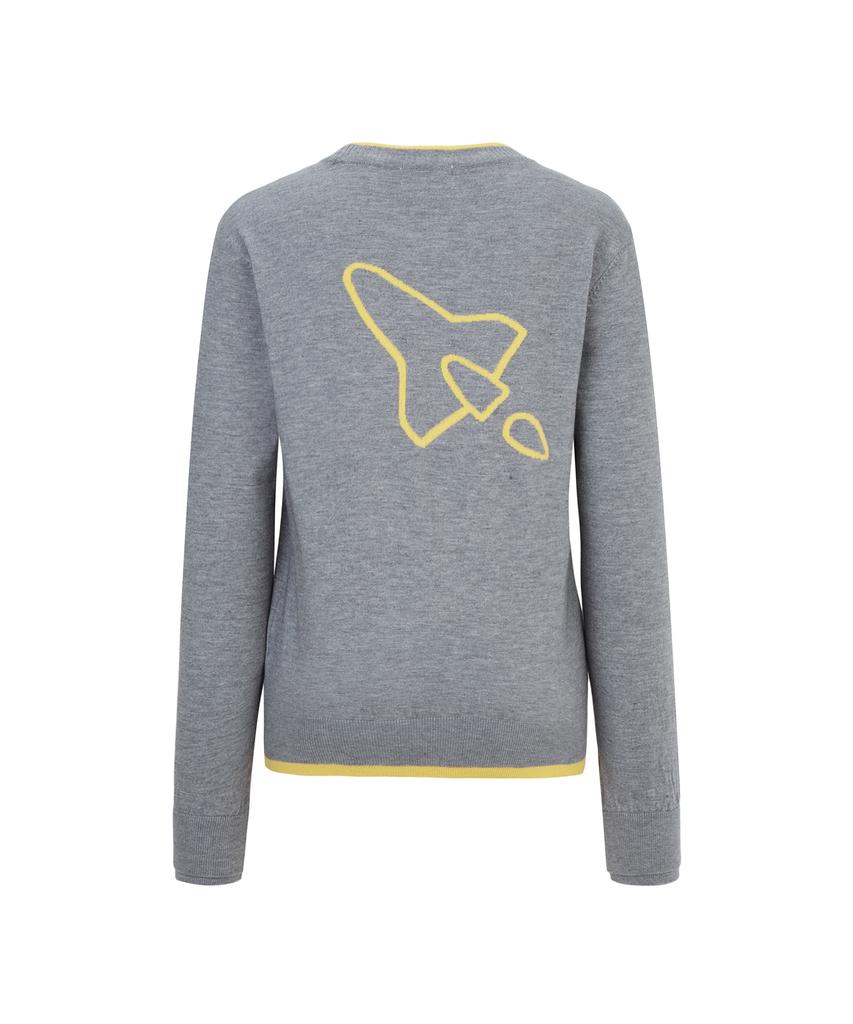 Antomas Spaceship Double Sleeve Round Neck Knit Women'S - Gray