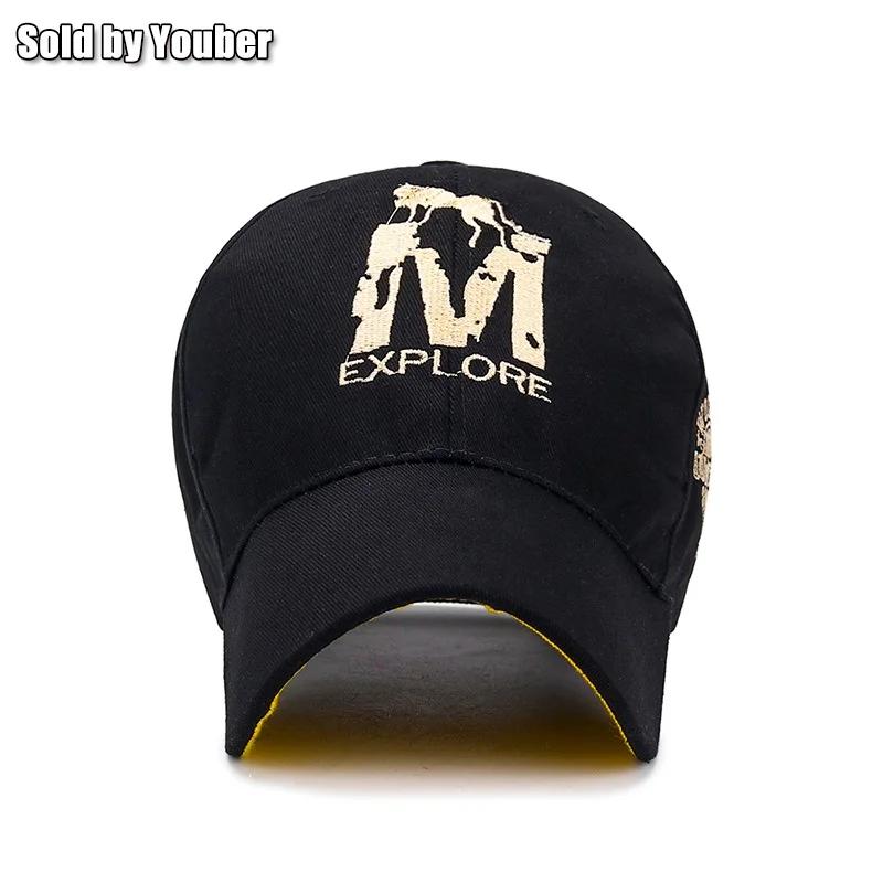 M Buchstabe Wolf Totem Stickerei Baumwolle Verstellbar Fester Schirm Baseballkappe Sonnenhut Trucker Caps Papa Hüte