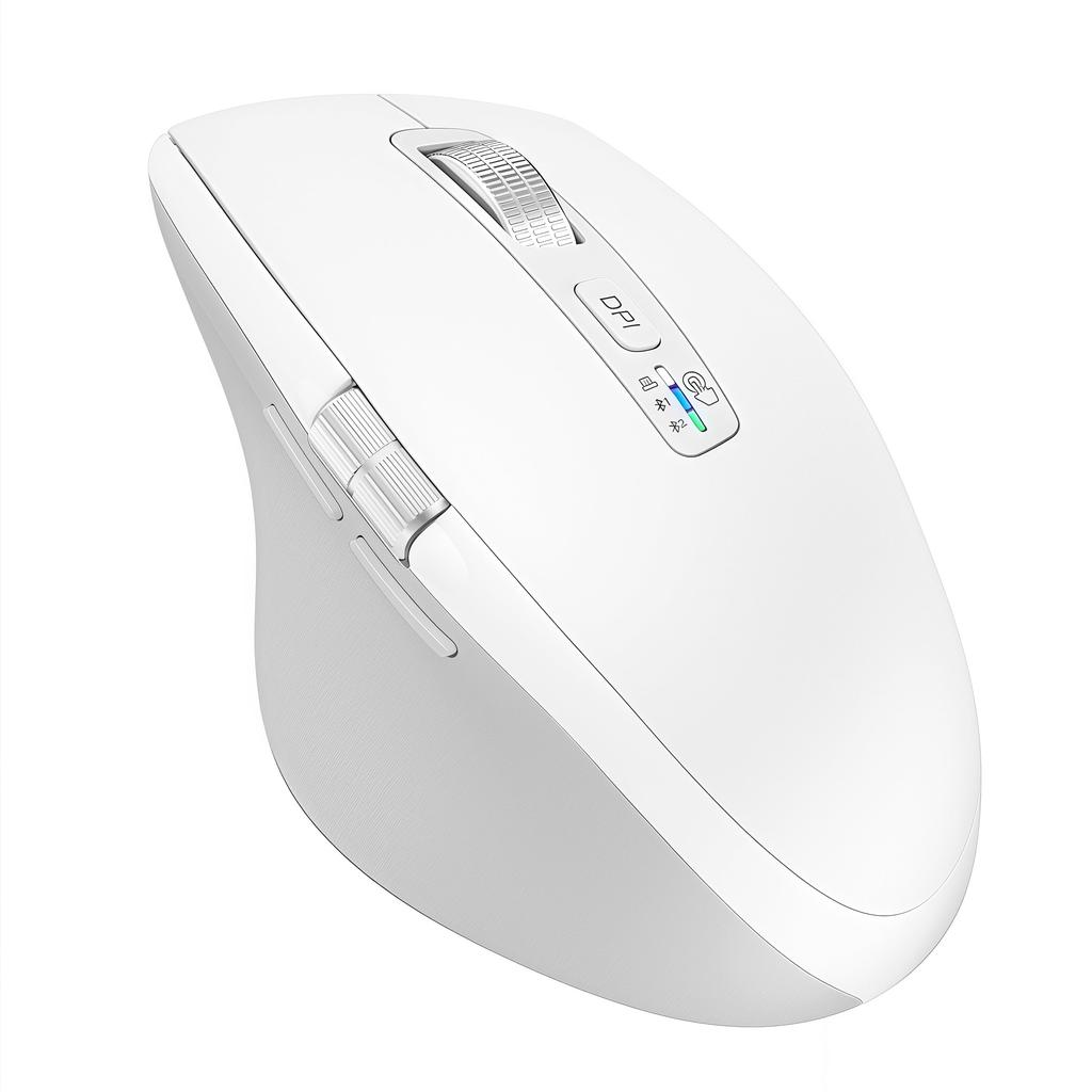INFINMIND Wireless Bluetooth Mouse with Side Thumb DPI Easy AA Batteries White High-Speed Scrolling, Scrolling, Switching, Multi-Device Compatible,