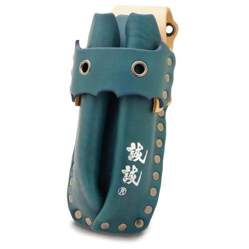 Seisei "Clamp-Style Three-Sword Chisel Case" Sturdy, Holds Three Chisels, Indigo-Dyed Blue/Natural Color, Thick Leather, for Shrine and Temple Constru