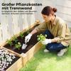 Raised Garden Bed Wood, Planting Bed with Partition, Open Bottom, Cold Frame Garden Bed, 235 x 66 x 26 cm, Natural Wood