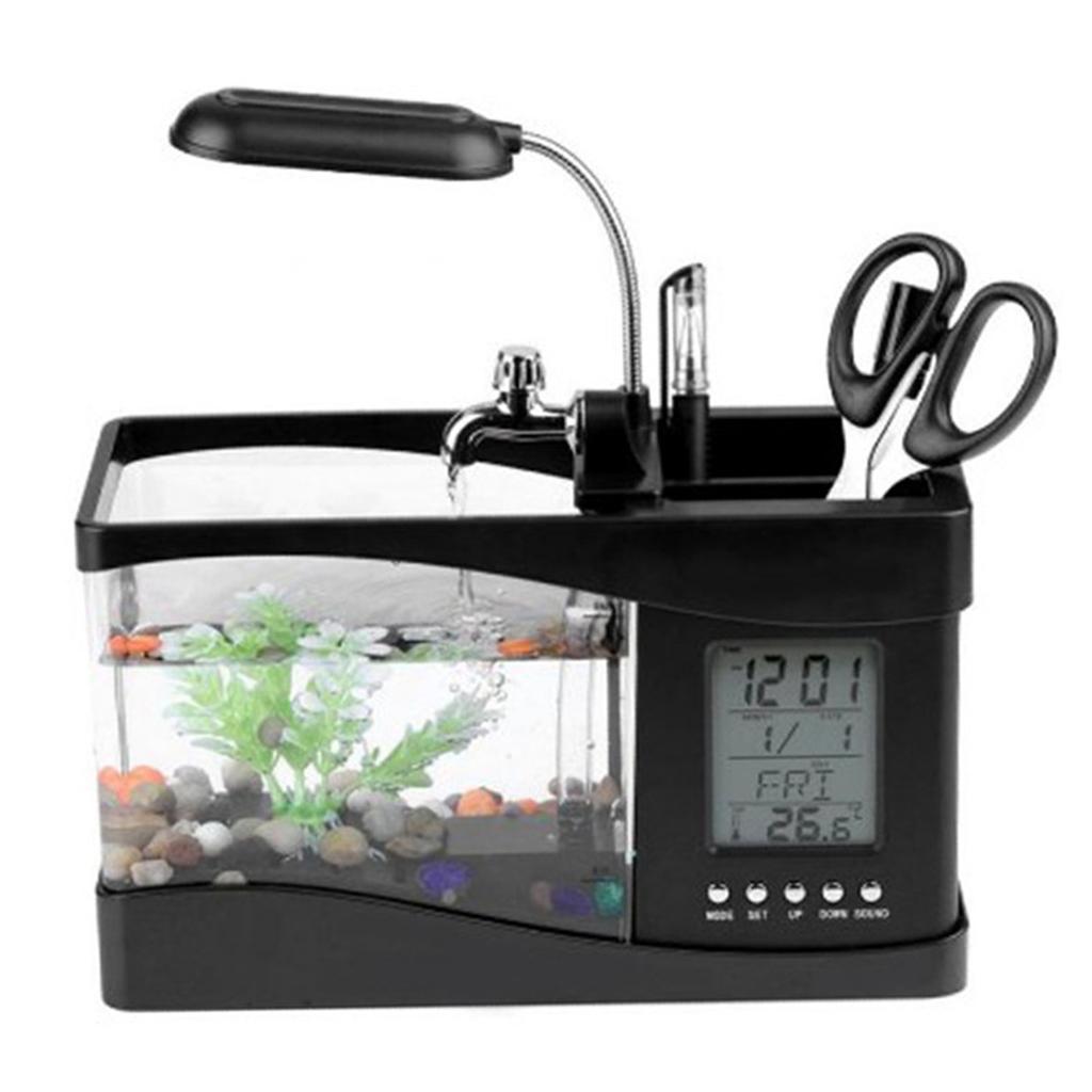 Fish   Clock Multifunctional USB Ecological Lamp Desktop Fish   Aquarium Calendar for   Bedroom