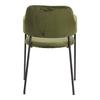 Lima Green Velvet Chair With Armrests And Black Legs