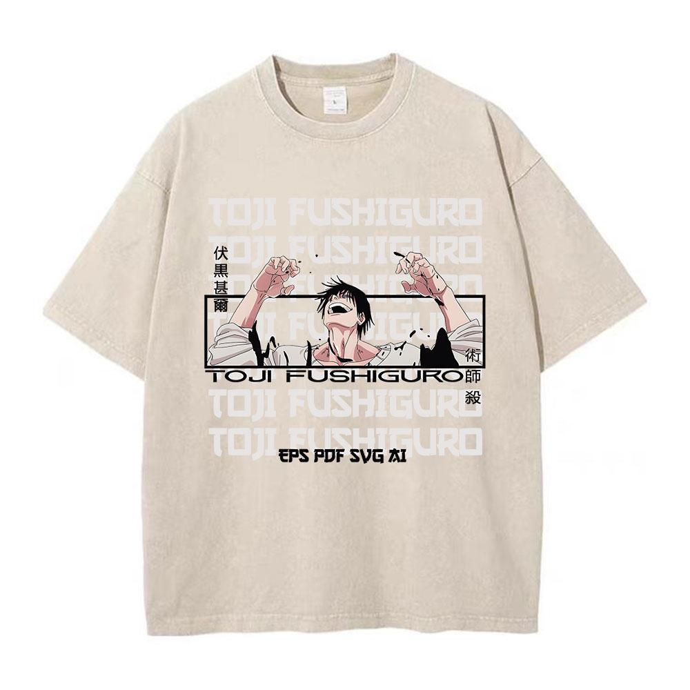 Anime Jujutsu Kaisen T-skjorter Vintage Vasket T-skjorte Harajuku Oversize Bomulls-T-skjorte Bomull Mote Streetwear Unisex Topp