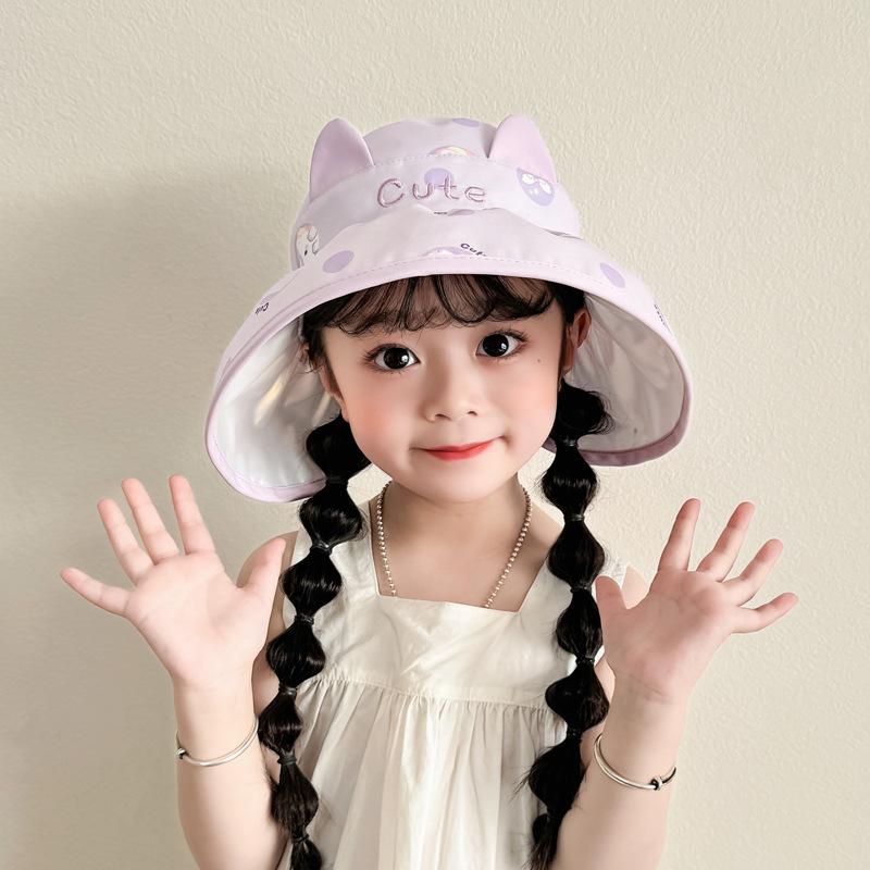 Children's hat new sun hat summer sun hat cartoon letter foldable boys and girls outdoor