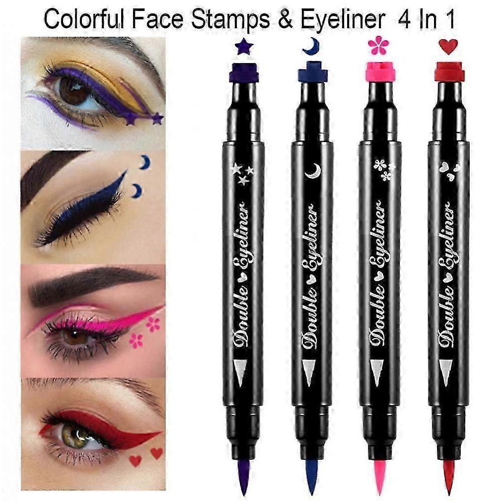 2 In1 Eyeliner Stamp Liquid Eyeliner Pencil Waterproof Quick-Dry Double Head Stamps