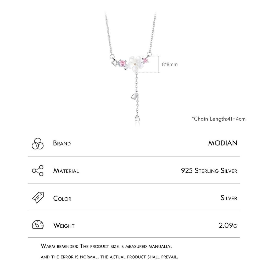 MODIAN Real 925 Sterling Silver Charm Shell Pearl Flower Pendant Necklace Elegant Neck Chain For Women Anniversary Fine Jewelry