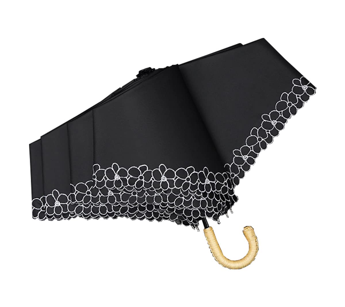 

hiino kano Складной зонт от солнца для защиты от УФ-лучей, полного света, жары, солнца и дождя, изготовлен из растительного ротанга и является идеальным подарком, ультралегкий, для женщин, прибл.. 173г/193г,