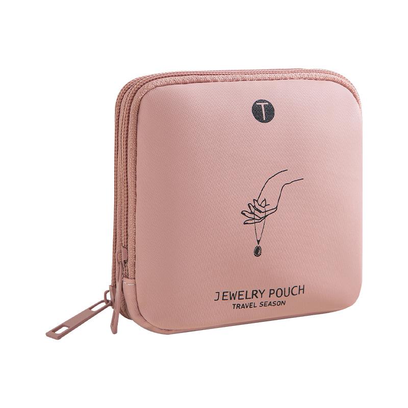 Layered PU Leather Travel Jewelry Storage Bag for Earrings, Rings, and Bracelets with Pull-String Closure