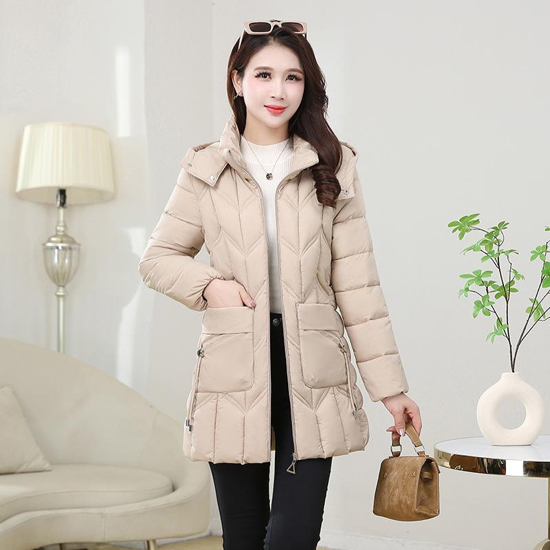 

Модная куртка большого размера с хлопковой набивкой, средней длины, с хлопковой набивкой, утолщенная, теплая, с капюшоном, съемная куртка с хлопковой набивкой XXL-90-52.5 kg абрикосовый