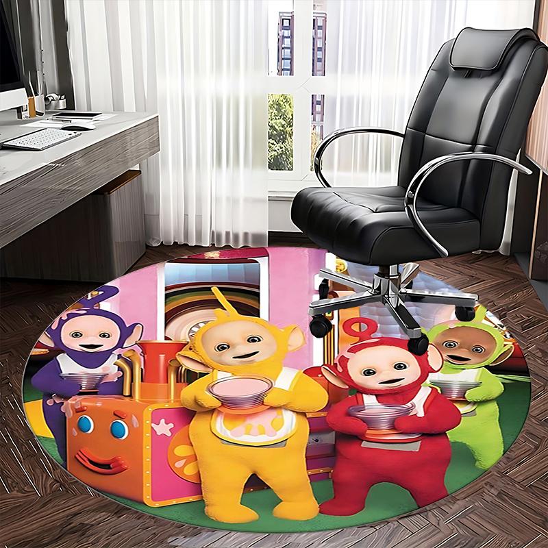 Teletubbies,Character Print Chair mat Round Rug Office carpet, Machine Washable, Non slip, Suitable for Living Rooms, Bedrooms