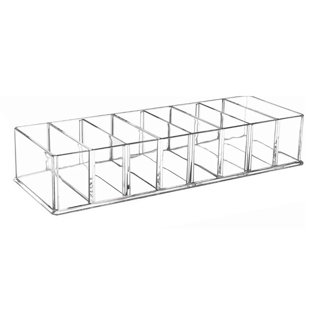 Clear Makeup Organizer 8 Compartments Cosmetic Display Holder Cosmetic Storage Box  Vanity