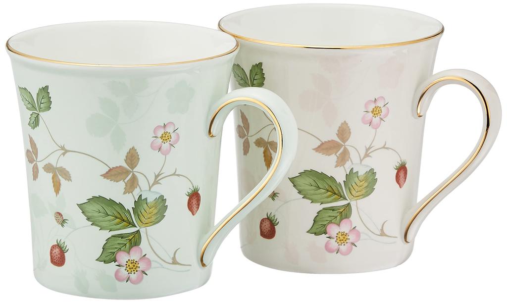 Wedgwood Wild Strawberry Pastel Pair Pink and Wedding Product Number 1053405 [Officially Imported] Mugs, Green, Approx. 300ml, Gift,