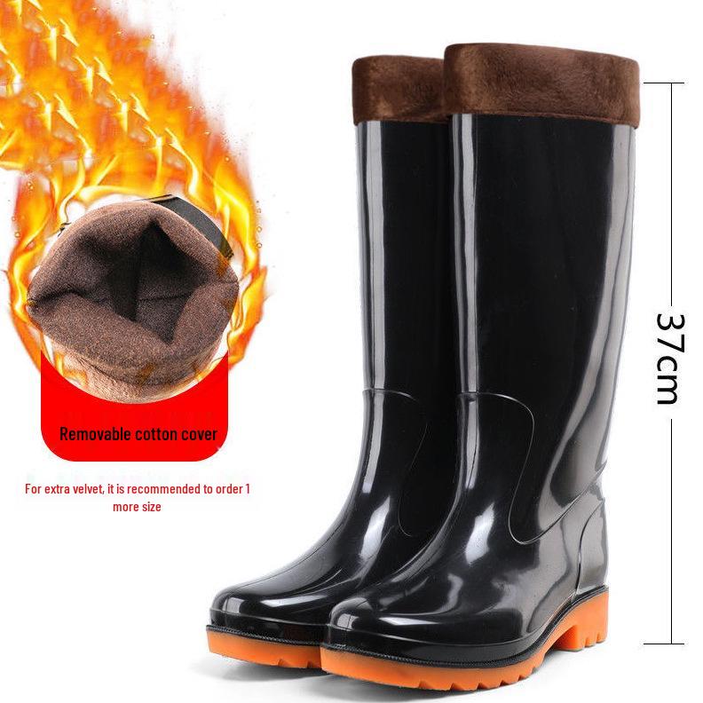 Men's High-Top Non-Slip PVC Construction Rain Boots - Wear-Resistant, Water-Resistant Mid-Calf Rubber Shoes