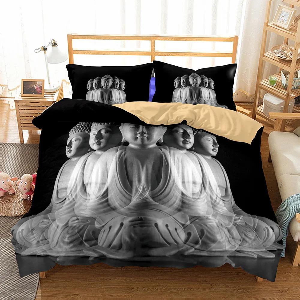 Bedclothes Buddha Duvet Set Bed Bedding Home Comforter Bedding Set Luxury King Size Bedding Set Housse De Couette (No Bed Sheet)