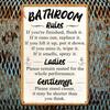 Vintage Bathroom Rules Metal Sign Retro Wall Decor Iron Tin Art Home Cafe Office