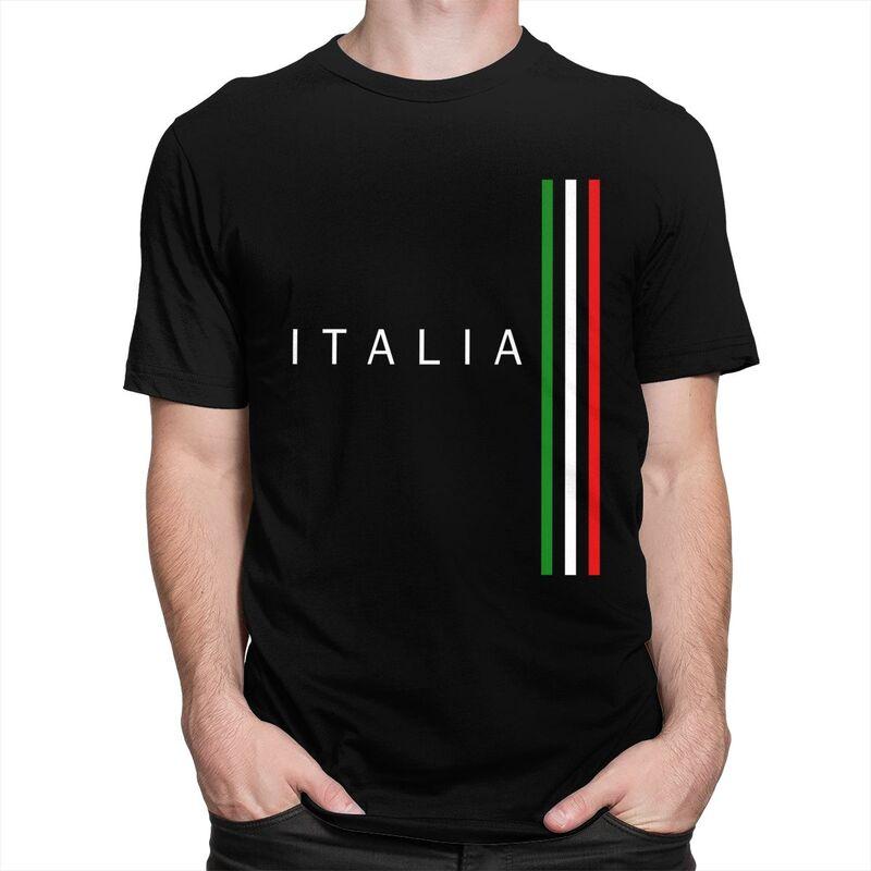 Individuelles Klassisches Italien Flagge T-Shirt Herren Kurzarm Italienisch Stolze T-Shirts Lässige Tee Tops Übergroße T-Shirts Merch