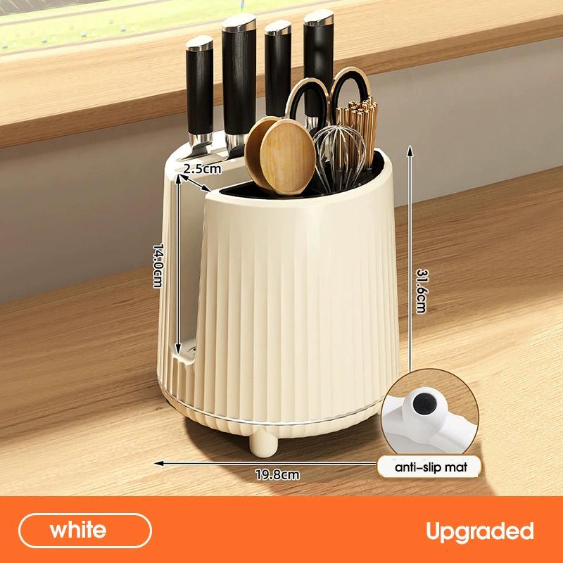 1Pc Rotating Knife Holder Holder Spoon Chopsticks Fork Storage Holder Kitchen Storage Tableware Drain Shelf Home Organizer