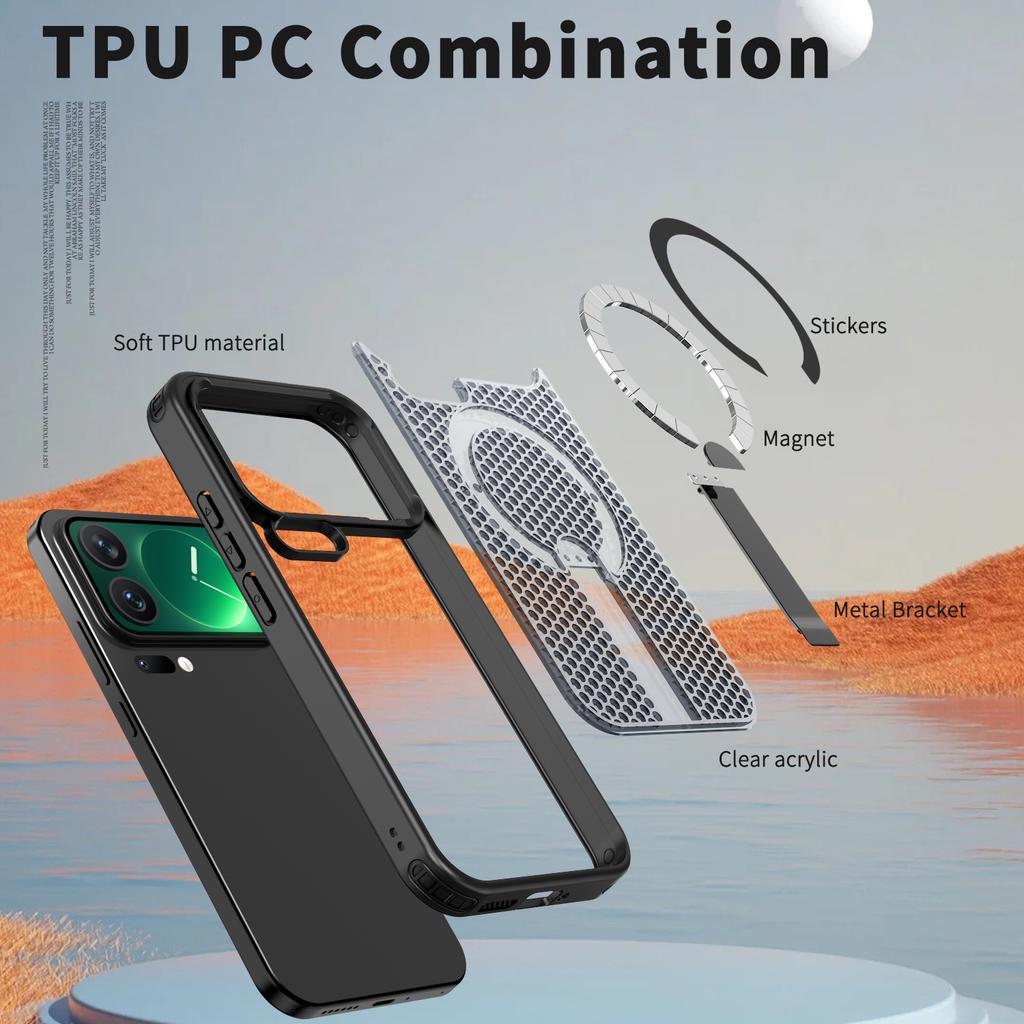 For Xiaomi 17 Pro Max Case Xiaomi 17Pro Phone Case Luxury Magnetic Bracket Heat Dissipation Shockproof Rugged Tough Cover Fundas